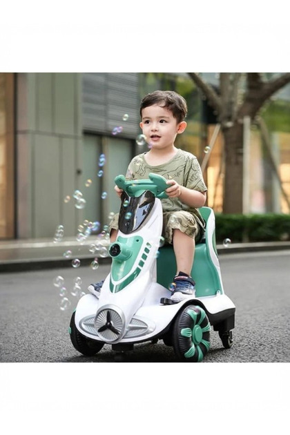 Mercedes electric scooter for kids with a luxury design | Bubble blower + remote control + music and LED lights