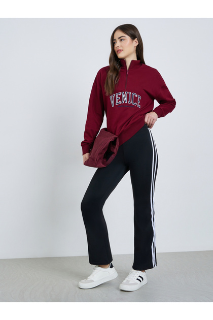 Black Side Striped Flare Leggings