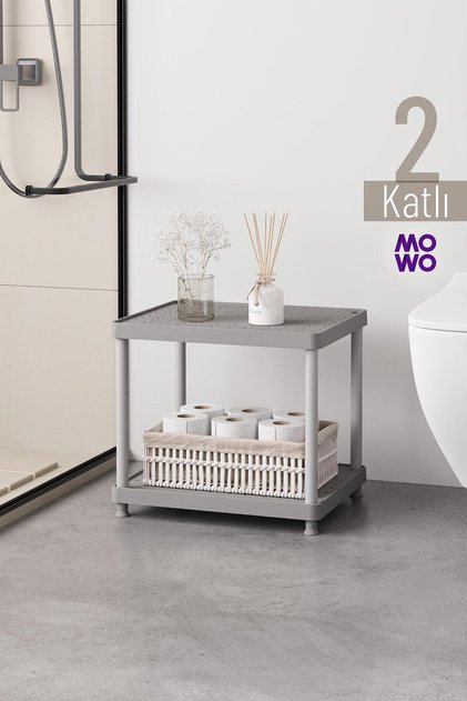 2-Tier Gray 40X33 Plastic Bathroom Shelf Coffee Table, under Counter Shelf, Pool Garden Balcony Table Coffee Table