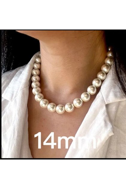 White Color Pearl Women's Necklace - Different Size Options (2mm - 16mm)
