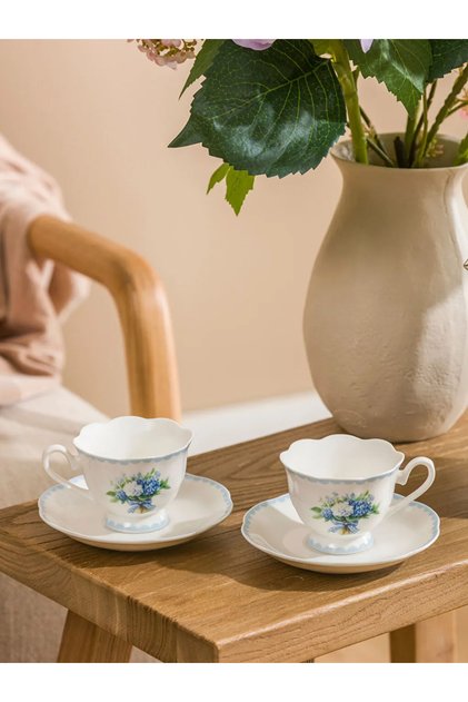 LCW HOME Mixed Printed Porcelain Coffee Cup Set for 2 People 90 ml