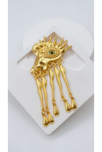 Mat Gold Göz Detay Tasarım Broş
