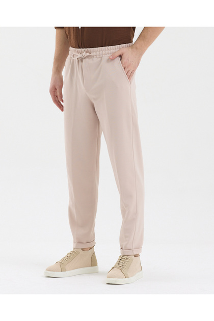 Men's Regular Fit Trousers with Elastic Waist and Lycra Cuffs