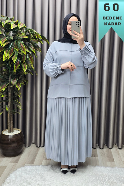 Women's Hijab Clothing Plus Size Crepe Skirt Suit