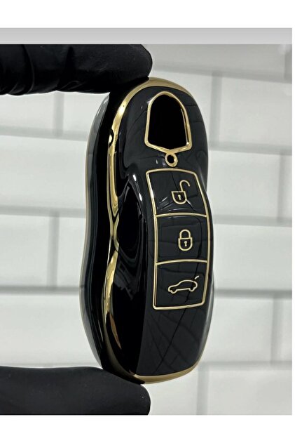 Lux 1. Quality Porsche Cayenne Panamera Macan Smart Nano Key Case Cover Black Gold