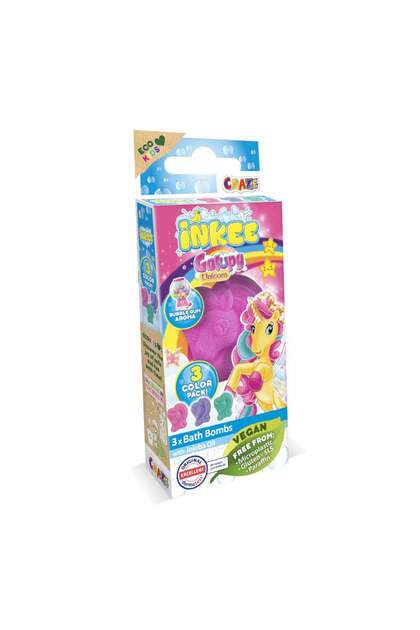 Bombe de baie Inkee 3 buc asortate in forma de unicorn