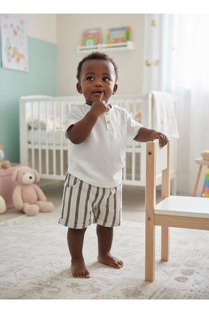Baby Stripe Theme Linen Shorts 16090