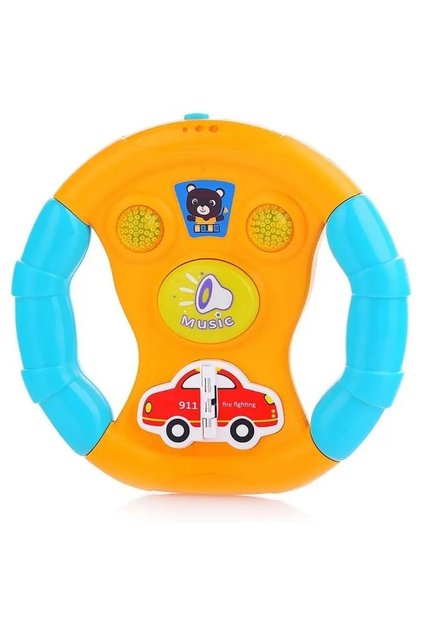 -Baby Musical Steering Wheel Toy with Lights - Yellow