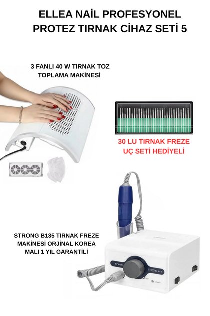 Strong Protez Tırnak Cihaz Seti 210 Freze Cihazı & 3 Fanlı Tırnak