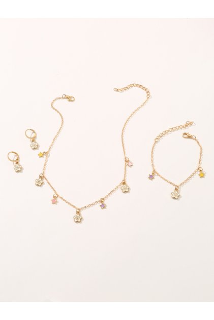 Set of 4 - Pendant Necklace, Bracelet, Earrings and Ring