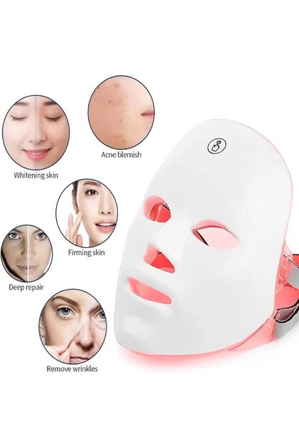 7-Color LED Light Therapy Face Mask - Anti-Aging Skin Care Device for Wrinkle Reduction.
