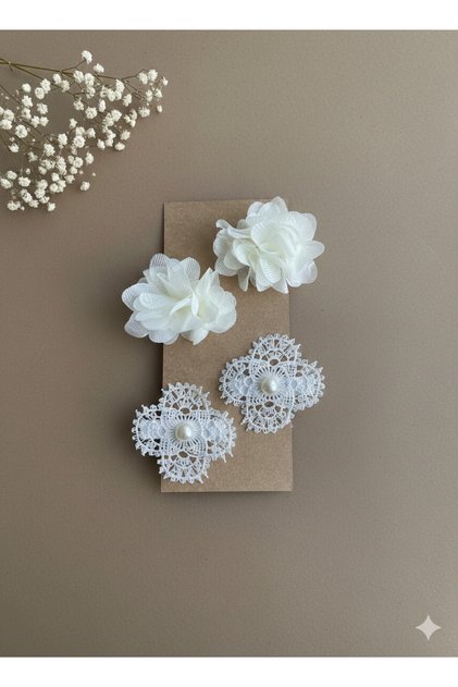 Girl's 4-Piece Buckle Set with Lace and Floral Details - Stylish - Wedding Organization