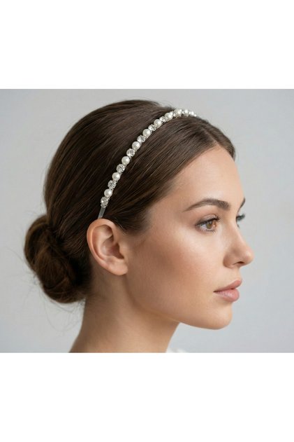 Pearl and Crystal Stone Bridal Crown Hairband