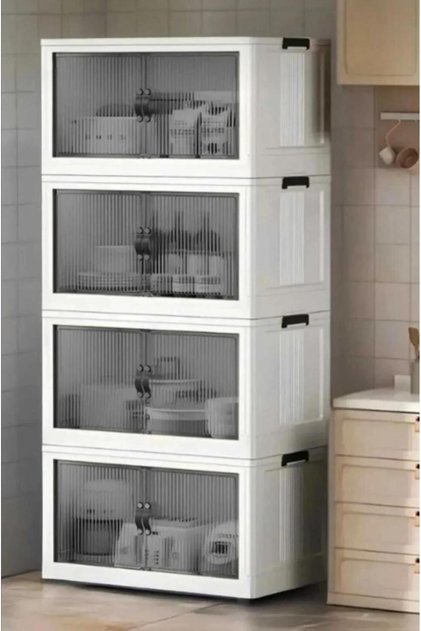 4 Katlı Portatif Çok Amaçlı Dolap Organizer - İstiflenebilir Mutfak Ve Kiler Dolabı