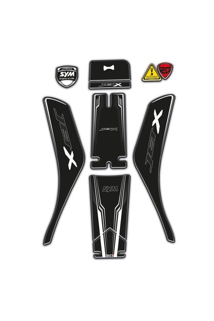 SYM Jet X 125 Uyumlu Tank Pad Seti Beyaz Siyah Tasarım