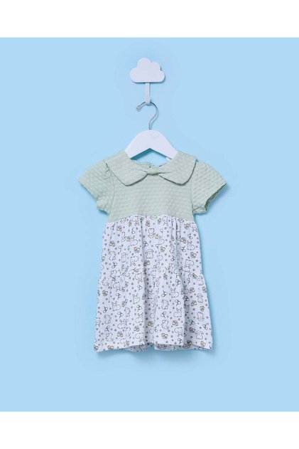Infant Girls Light Green Knit Twofer Dress