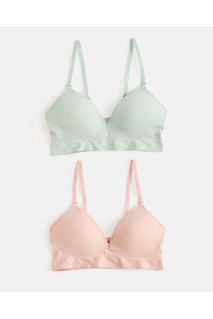 Women 2 Pack Ribbed Plunge Comfort Bra