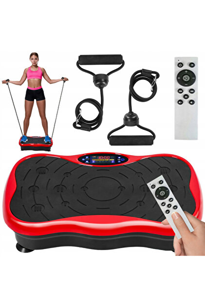 Aparat fitness vibromasaj, 5 programe, 200W, amplitudine 0.8 mm, Bluetooth, telecomanda, rosu