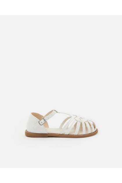 Senior Girls White Cage Fisherman Sandals