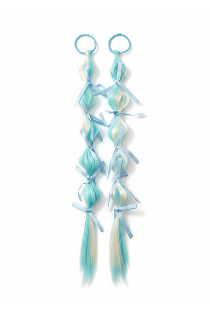 Turquoise 2Pcs Cosplay Bubble Bonbon Balloon Ribbon Artificial Party Hair Clip Elastic Hairpin Gift