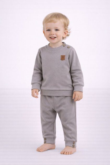 Unisex Boys Girls Kids/Babies Solid Color Ribbed Top and Bottom 2-Piece Set | Shoulder Buttoned | Seasonal 2 Yarns