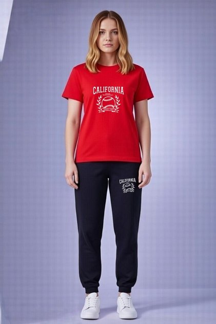 Unisex California Printed Sports Set Oversize T-Shirt Sweatpants Comfortable Casual Combination Sweatpants Set