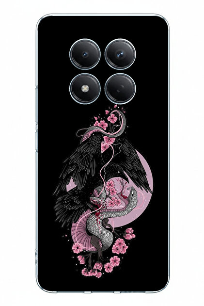 Redmi Note 15 Pro 5g Compatible Pink Black Snake Printed Silicone Case