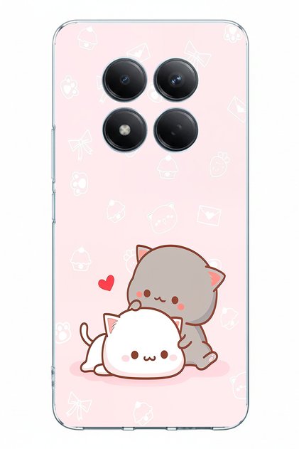Redmi Note 15 Pro 5g Compatible Cute and Remontic Cats Printed Silicone Case