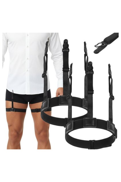 Set 2 bretele fixare camasa, elastice, 3 brate, reglare picior 36-90 cm, latime 2.5 cm, negre