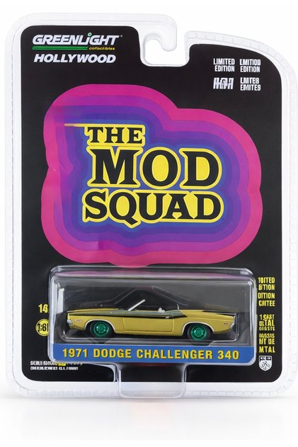 Hollywood Mod Squad 1971 Dodge Challenger 340 Green Machine 1:64 Diecast Model