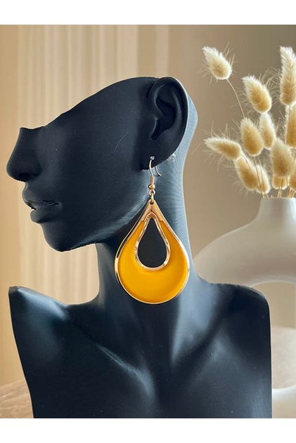 Yellow Color Acrylic Metal Alloy Style Earrings