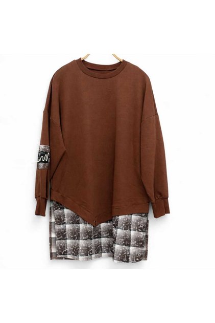 Women's Asymmetrical Cut Two-Thread Combed Cotton Fabric Tunic