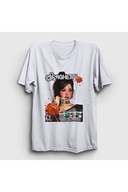 Presmono Unisex Beyaz Spaghetti Hong Eunchae Le Sserafim T-Shirt