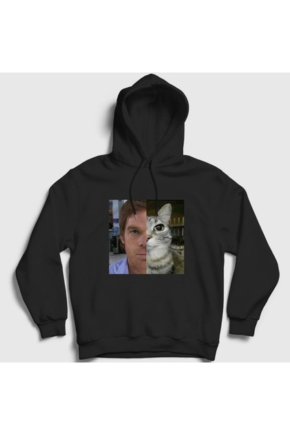 Unisex Black Dexter Morgan Cat Hooded Sweatshirt 602520Tt