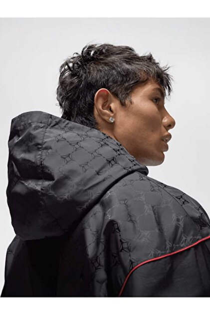 Nike Jordan Brooklyn Men's Hooded Draft Jacket Black/Gym Red