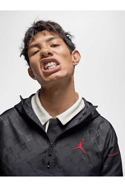 Nike Jordan Brooklyn Men's Hooded Draft Jacket Black/Gym Red