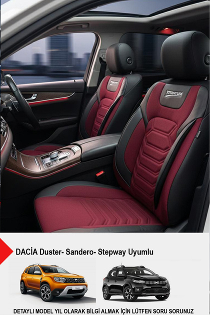 Titanyum Serisi Lüks Keten Oto Koltuk Kılıfı -(DACİA Sandero-Stepway-Duster Uyumlu)