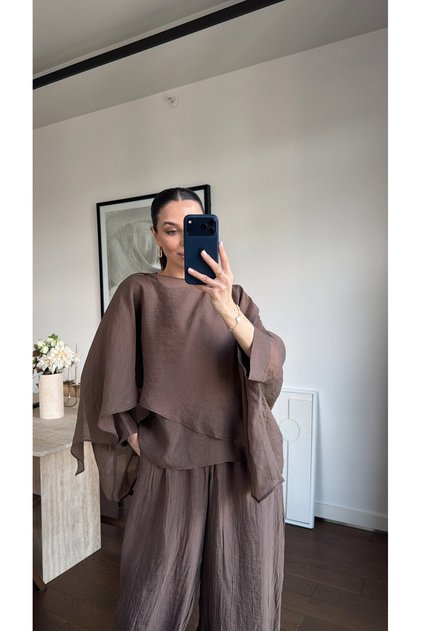 Cape Detail Oversized Chiffon Ice