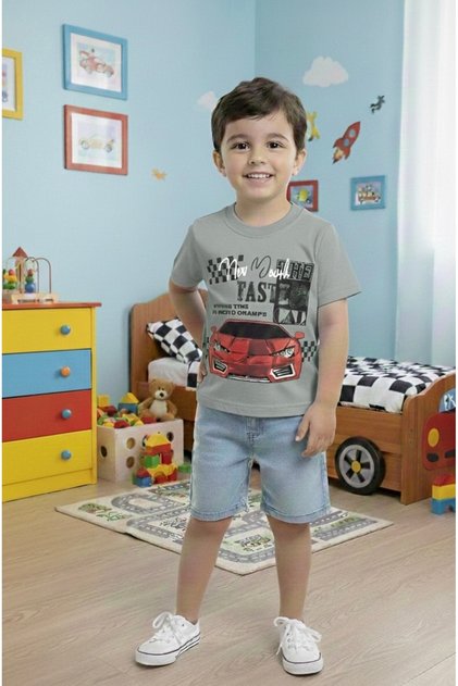 Boy's Summer Denim Shorts Top and Bottom Set