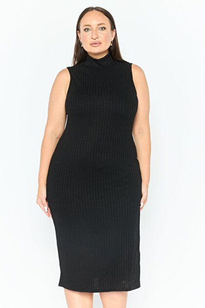 black high neck ribbed bodycon dress MOCHA MESH RUCHED BODYCON MIDI DRESS – Sofi Stella Women's & Children's  Boutique main image 1