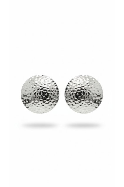 Steel Forged Patterned Silver Plate Earrings