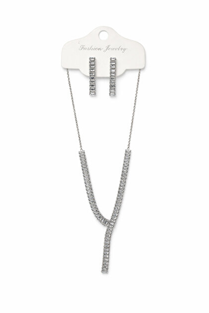 Zircon Stone Waterway Necklace Earrings Jewelry Set