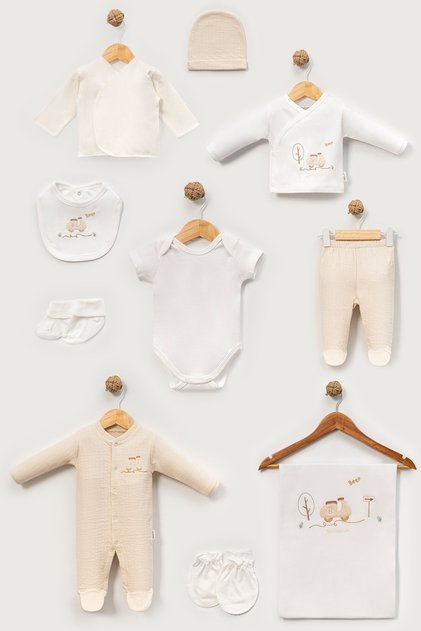 Beep Series 10 Piece Muslin Baby Hospital Discharge Set - Scooter Embroidered
