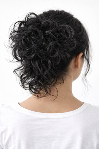 Black Ready-To-Wear Bun Clip, Wavy Voluminous Ponytail, Snap-On Bun Accessory