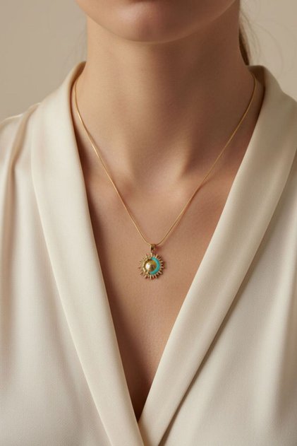 Gold Color Sun Pendant (45 cm)