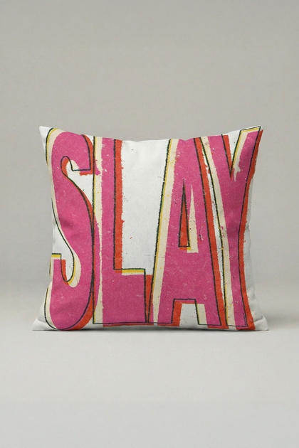 Slay Typographic Decorative Throw Pillow Cover 081 – Modern & Pop Art Design 45X45 cm