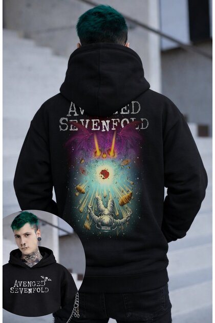 Unisex Avenged Sevenfold Astronaut Back Print Hooded Sweatshirt, Oversized Rock Band Hoodie