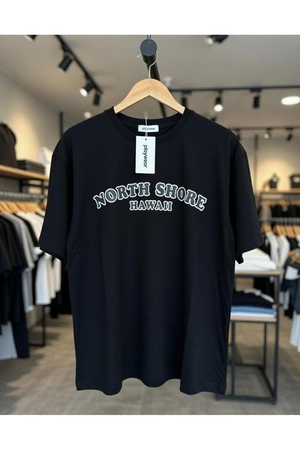 North Shore Hawaii Printed Regular Fit 100% Cotton Black T-Shirt