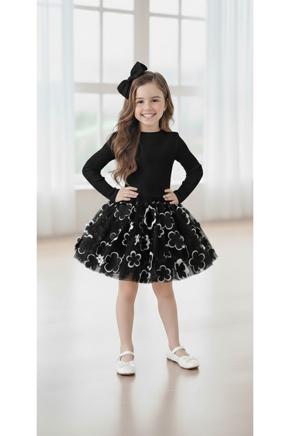 Girl's Three-Dimensional Floral Skirt Set