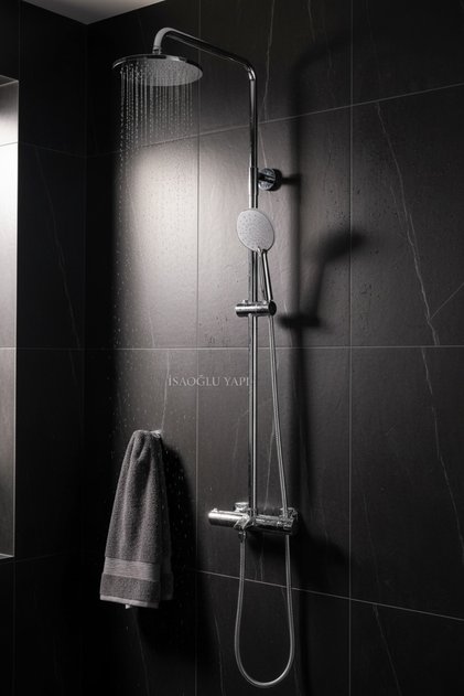 Termostatik Duş Sistemi Isı Ayarlı Batarya Dahil Duş Seti Oval Tasarım Paslanmaz Çelik Yağmurlama